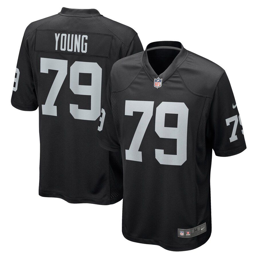 Men Oakland Raiders 79 Sam Young Nike Black Game Player NFL Jersey